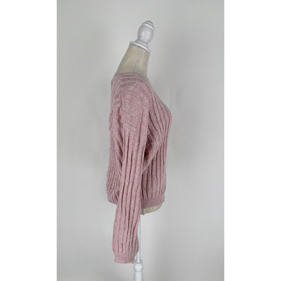 BLANK NYC Womens Rib Knit Sweater Long Sleeve Pullover Size Large Pink NWT - Picture 6 of 13